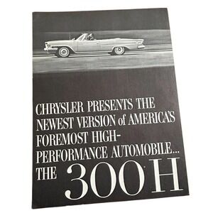 Vintage 1962 Chrysler 300H Dealer Sales Brochure Classic‎ Performance Car